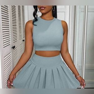 Elegant baby blue Skater Skirt
